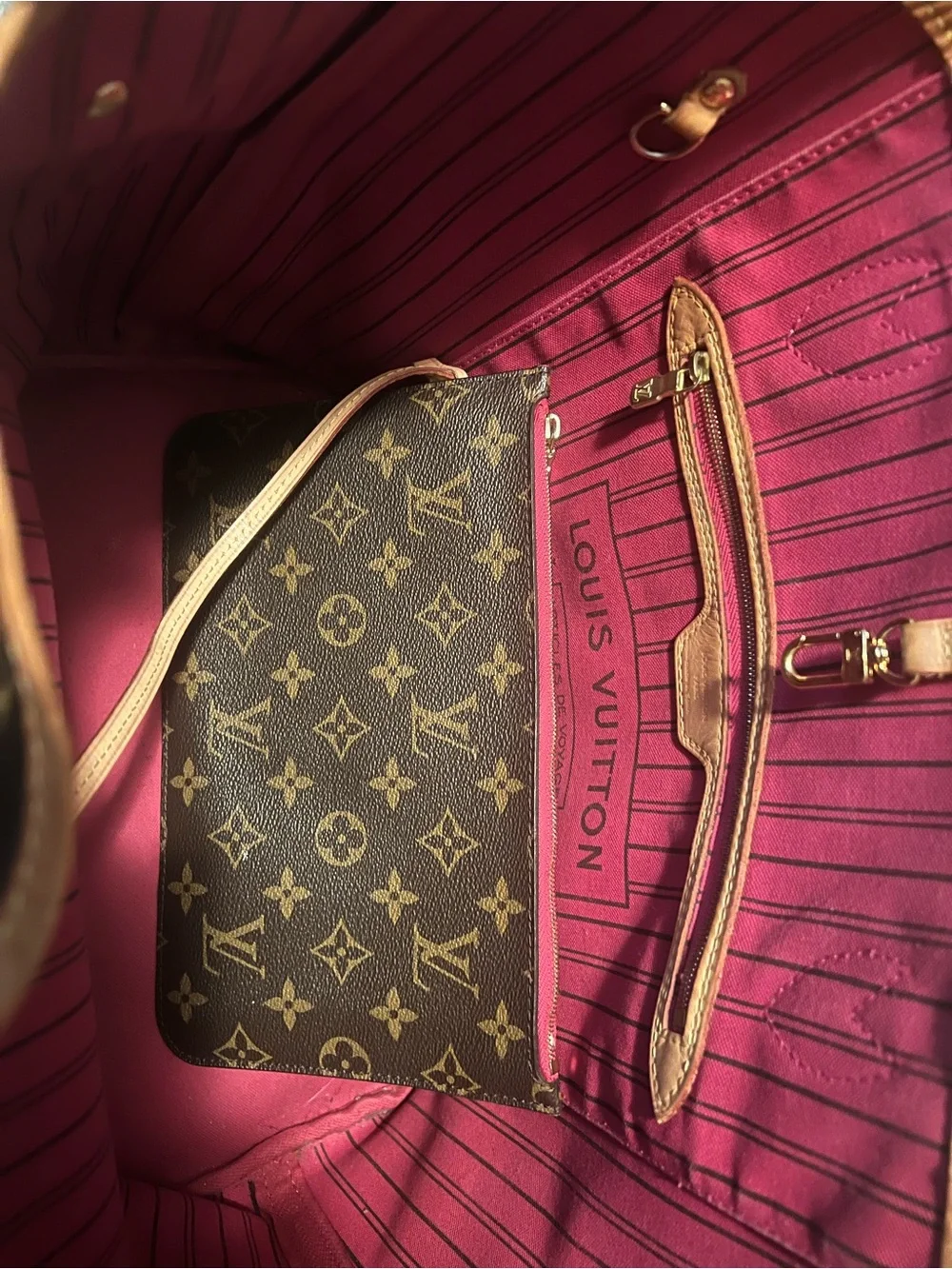 Louis Vuitton Brown Monogram Neverfull Tote with Pouch - Picture 2 of 4